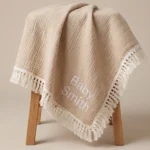Blanket - Muslin Tassel - Oat - Personalised