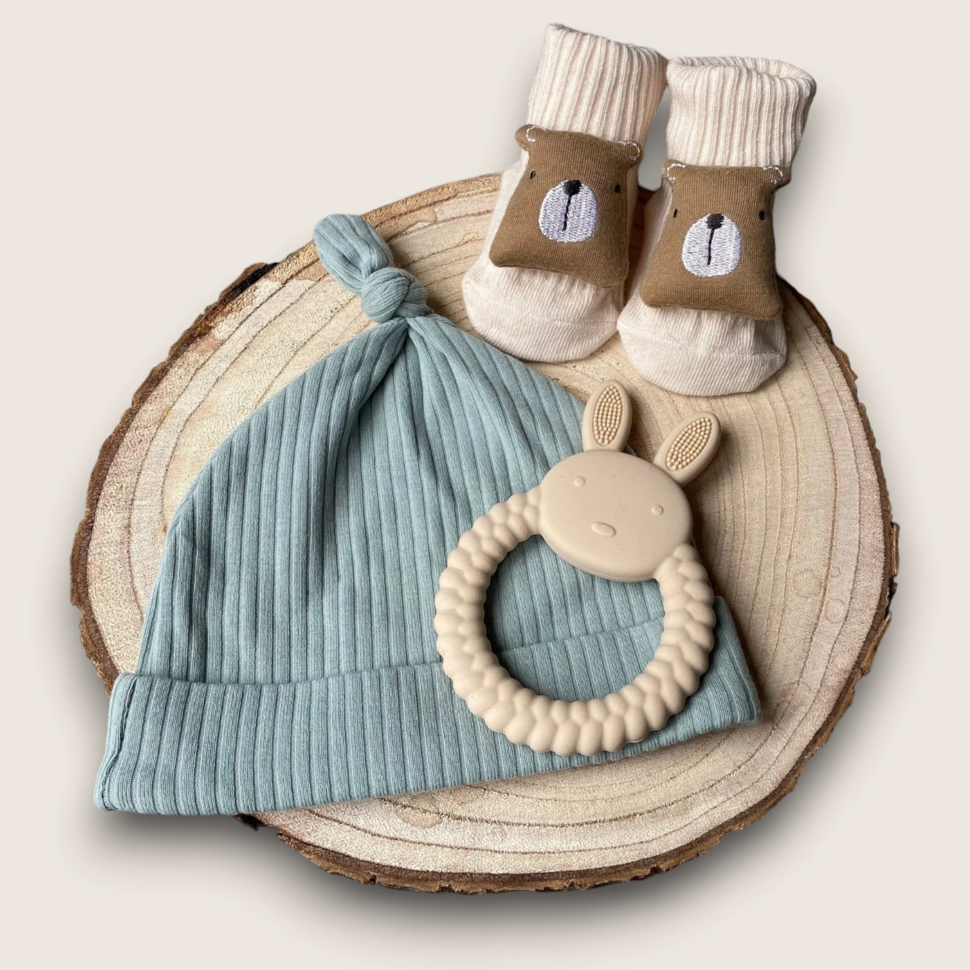 Teething Ring Letter Box Set (Bear Socks)