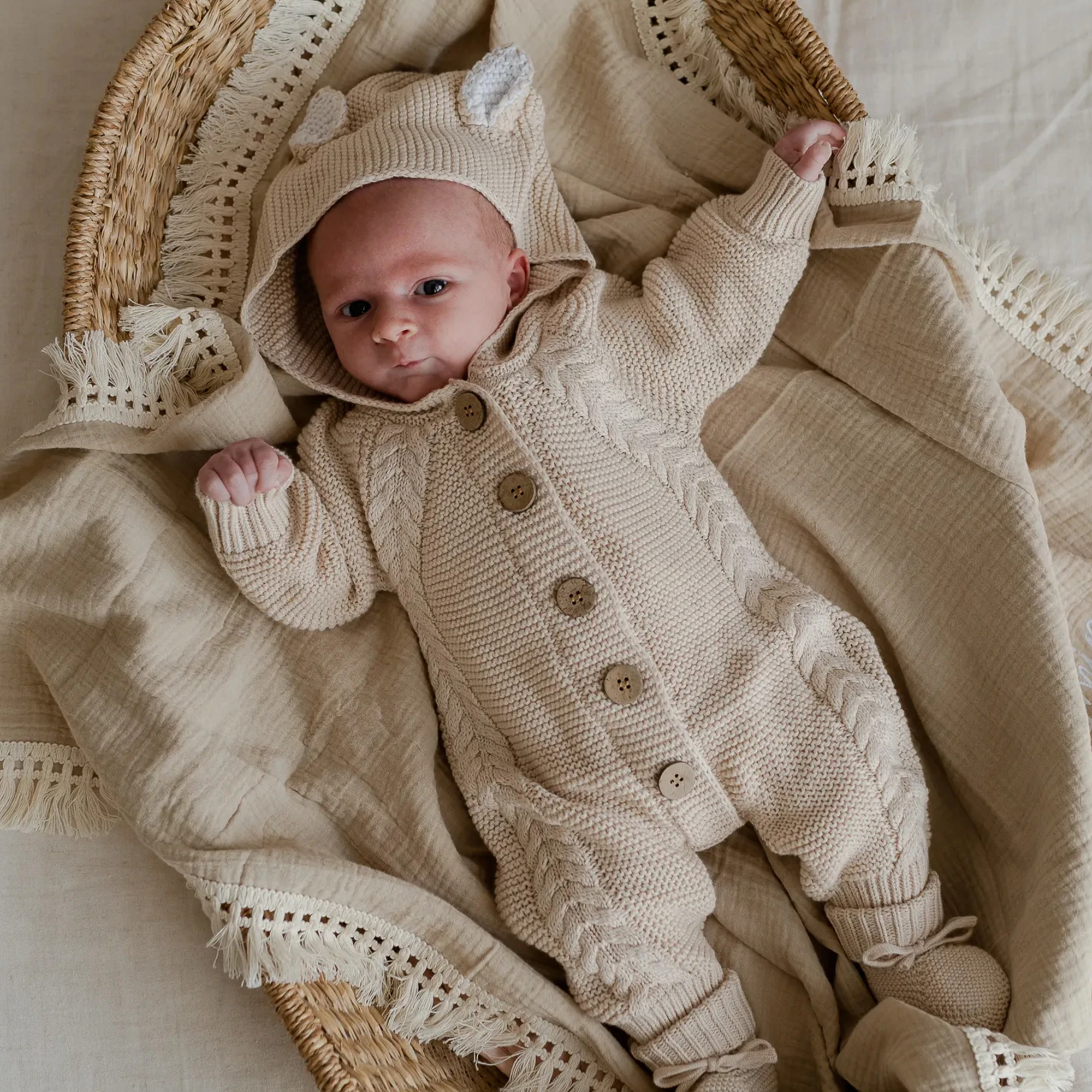 Knitted Pram Suit - Organic Cotton