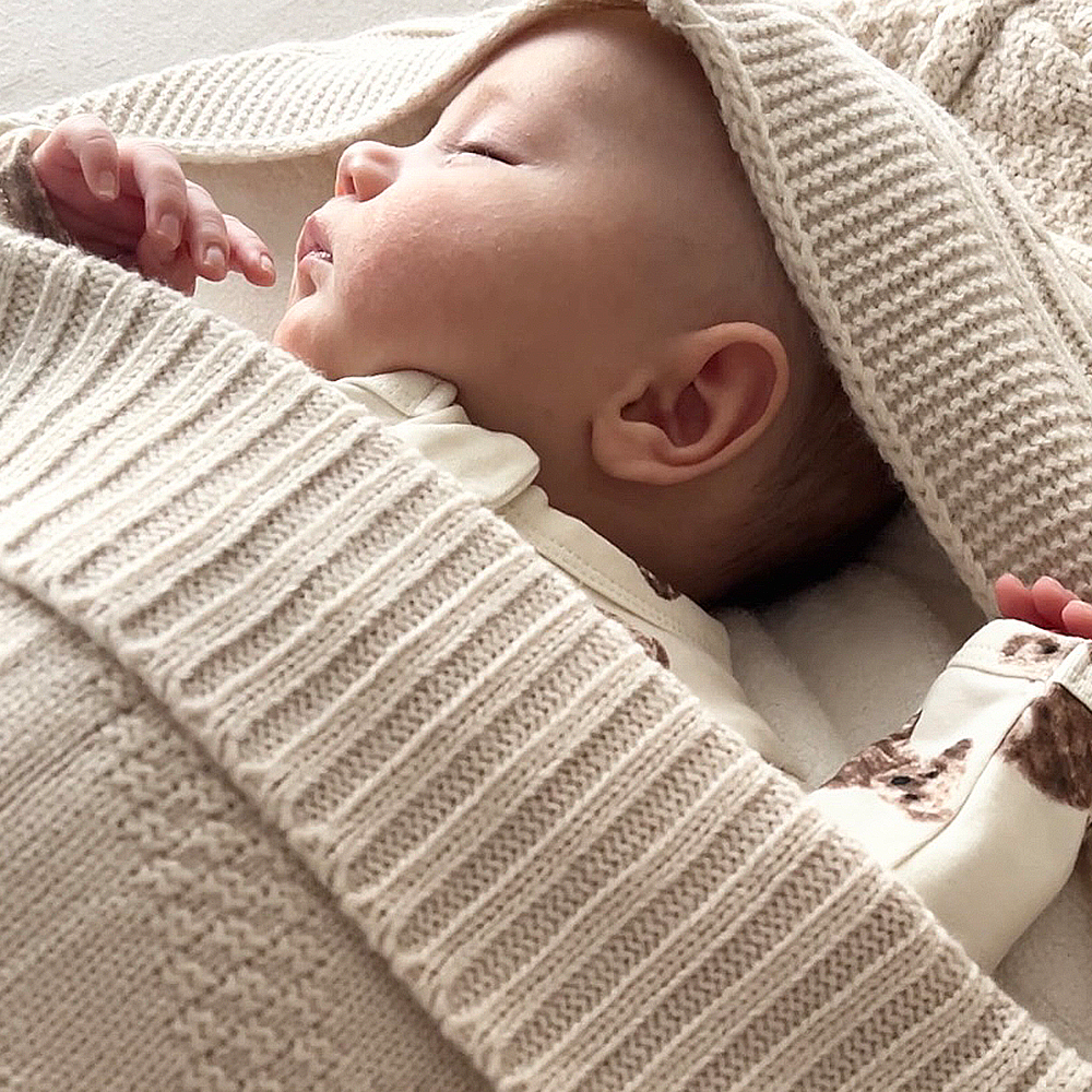 Knitted Pram Cosy – Beige3