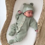 Knitted Sleep Suit, Hat & Booties Set - Organic Cotton