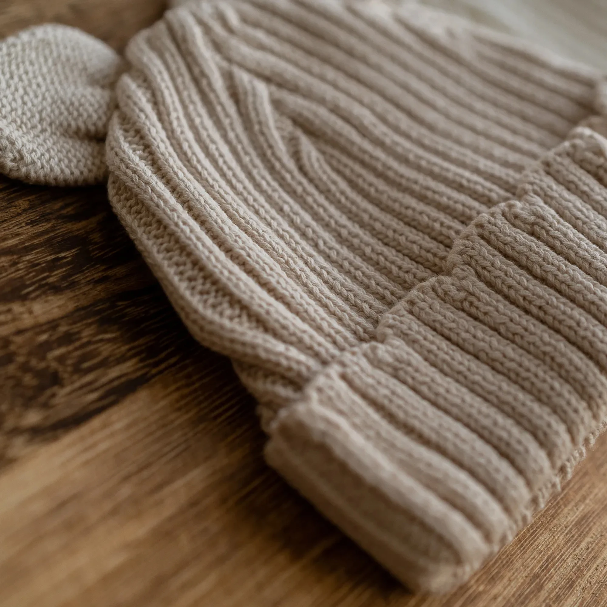 Knitted Teddy Bear Ear Hat - Organic Cotton