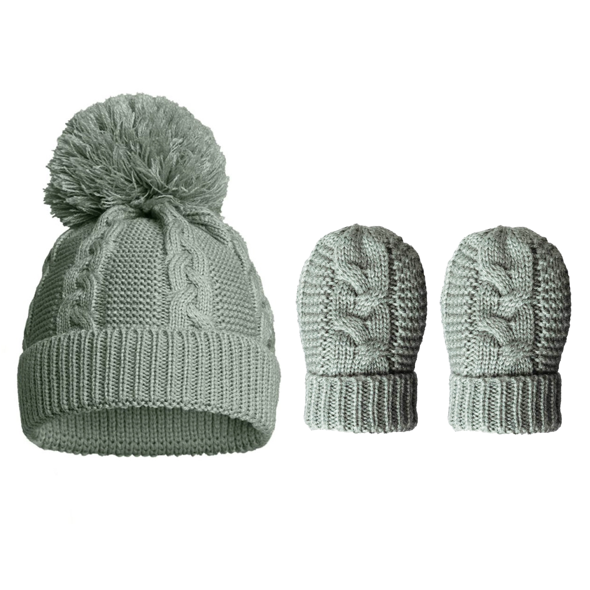 Pom Hat & Mittens Set