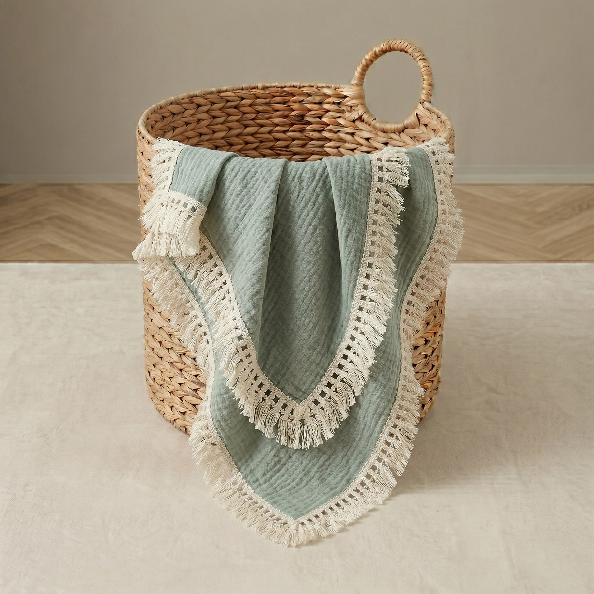 Blanket - Muslin Tassel - Sage Green