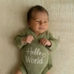 Knitted Legless Hello World Romper - Organic Cotton