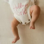 Knitted Legless Hello World Romper - Organic Cotton