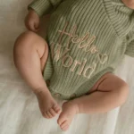Knitted Legless Hello World Romper - Organic Cotton